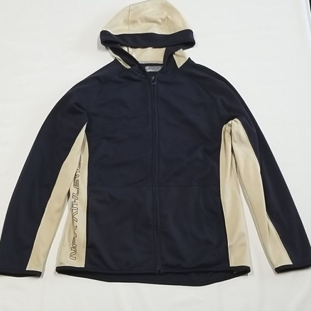 NFA Hoodie Men's Large Front Full Zip Side Pockets Vintage Dark Blue/Tan Snow